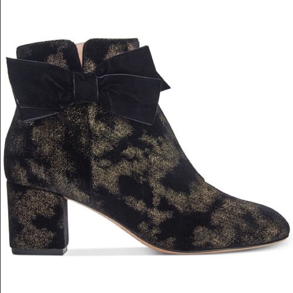 NWOT Kate Spade Langley Black Bow Booties Sz 7.5